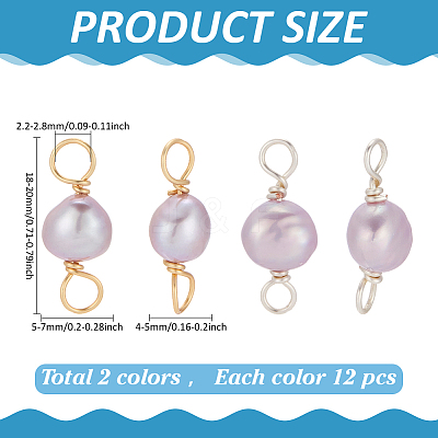24Pcs 2 Colors Natural Cultured Freshwater Pearl Two Sides Polished Charms PALLOY-ME00012-1