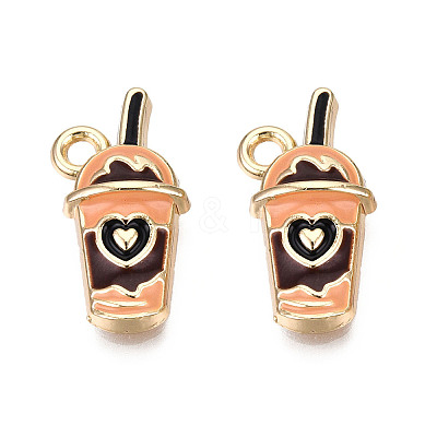 Eco-Friendly Zinc Alloy Milkshake Pendants X-ENAM-R051-16-01G-NR-1