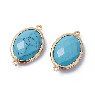 Golden Tone Brass Synthetic Turquoise Links connectors G-F339-A04-1