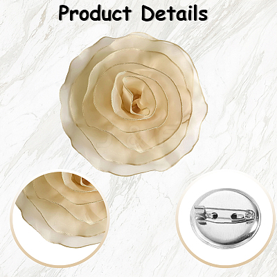 1Pc Flower Polyester Brooches JEWB-CN0001-08D-1
