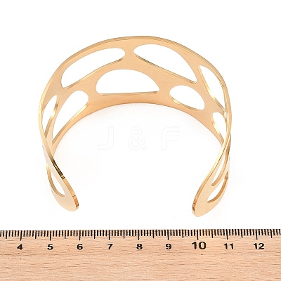Hollow 304 Stainless Steel Cuff Bangles for Women BJEW-T028-01G-1