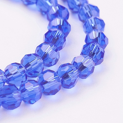 Faceted(32 Facets) Round Glass Beads Strands X-EGLA-J042-4mm-02-1