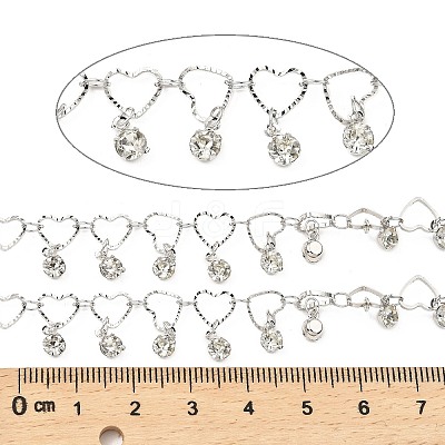 Rack Plating Brass Heart Link Chains CHC-A007-14P-1