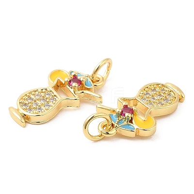 Brass with Cubic Zirconia Enamel Pendants KK-K343-06G-1