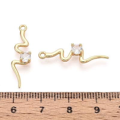 Brass Micro Pave Clear Cubic Zirconia Pendants KK-T078-01G-06-1