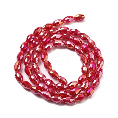 Electroplate Glass Beads Strands EGLA-A037-P6x8mm-B05-1