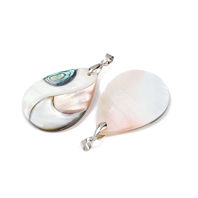 Natural Abalone Shell & Black Lip Shell & Pink Shell Pendants SSHEL-B003-06P-05-1