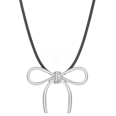 Alloy Bowknot Pendant Necklaces WH-WGB2545-01-1
