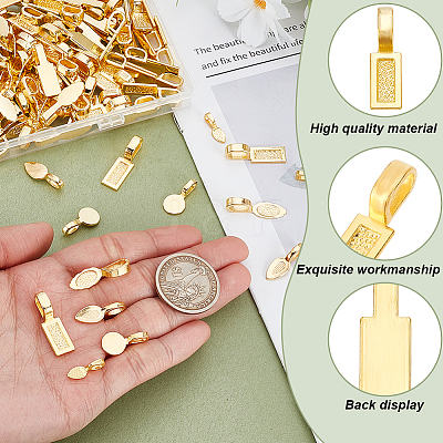 150Pcs 5 Styles Alloy Glue-on Flat Pad Bails FIND-GA0005-27-1