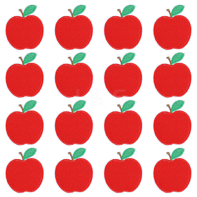 16Pcs Apple Polyester & Cotton Embroider Thread Iron on/Sew On Patches PATC-CA0001-19B-1