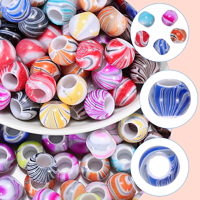 300Pcs Opaque Acrylic European Beads MACR-PA0001-66-1