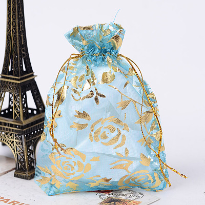 Rose Printed Organza Bags OP-R021-10x12-02-1