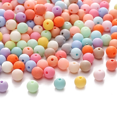50Pcs Frosted Opaque Acrylic Beads PW-WGEDD3D-01-1