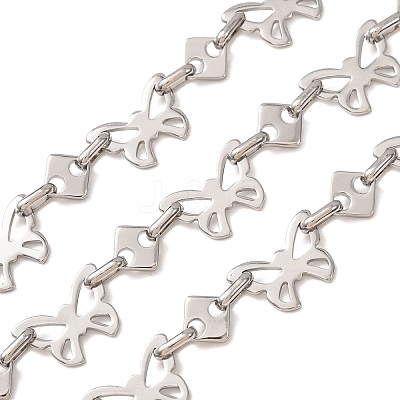 304 Stainless Steel Butterfly & Rhombus Link Chains SA-CBAE0F2-10P-1