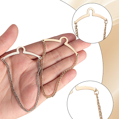 4Pcs 2 Colors Brass Hanging Chains Collar Pins Tie Clips AJEW-SC0004-03-1