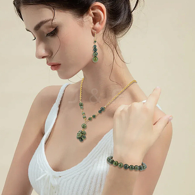 Natural Chinese Jade Beads Strands G-OC0001-32-1