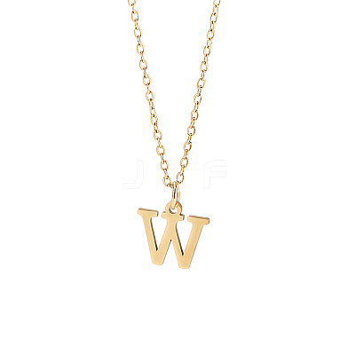 304 Stainless Steel Letter Pendant Necklaces NJEW-LP0001-53W-G-1