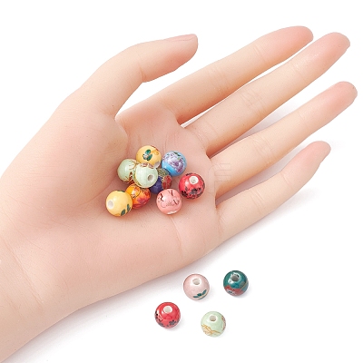 Printed Handmade Porcelain Beads PORC-YW0001-04-1