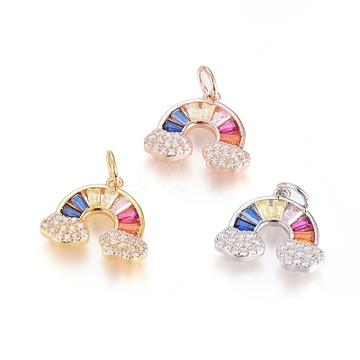 Brass Micro Pave Cubic Zirconia Pendants ZIRC-G166-26-1