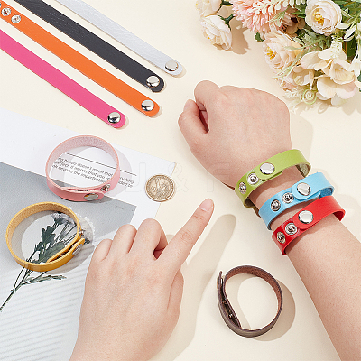 10Pcs 10 Colors Adjustable Leather Cord Bracelets Set for Women BJEW-NB0001-10-1