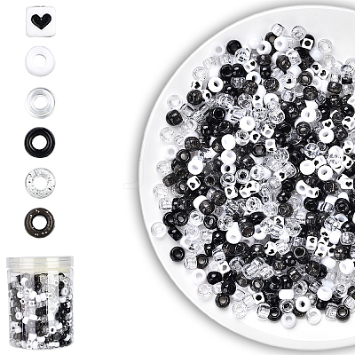 720Pcs 6 Styles Opaque Plastic Beads KY-YW0001-82-1