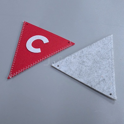 Merry Christmas Cloth Triangle Flag & Pompom Ball Banners DIY-WH0740-24-1