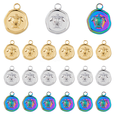 18Pcs 3 Colors Ion Plating(IP) 304 Stainless Steel Pendants Sets STAS-DC0014-12-1
