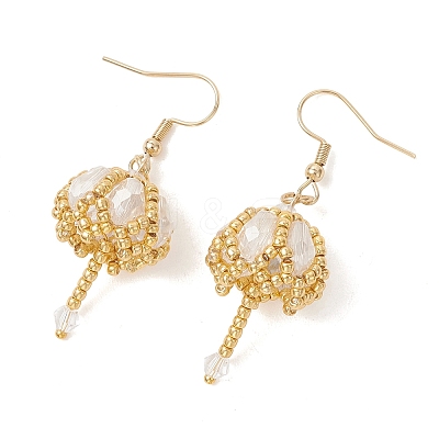Transparent Electroplate Glass & Seed Glass Beads Dangle Earrings EJEW-MZ00714-01-1