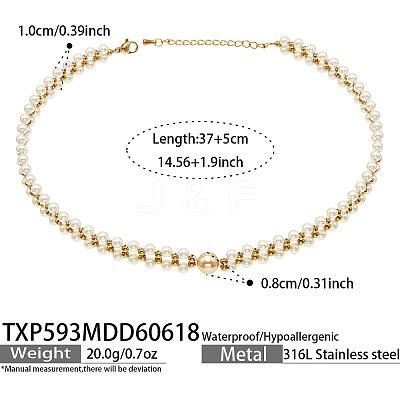 White Shell Pearl 316L Surgical Stainless Steel Woven Beaded Necklaces for Women WG11D7A-03-1