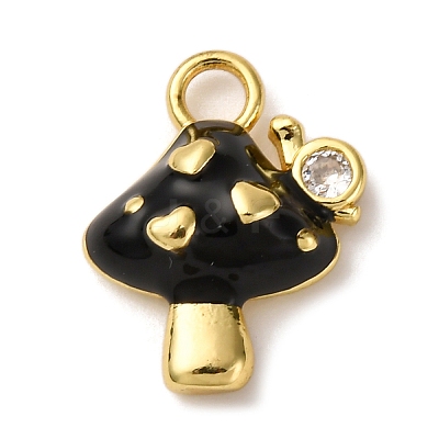 Brass Micro Pave Clear Cubic Zirconia Enamel Pendants KK-I276-26G-1