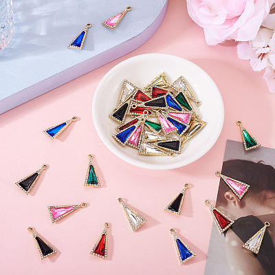 36Pcs 6 Colors Zinc Alloy Glass Pendants ALRI-TA0001-36-1