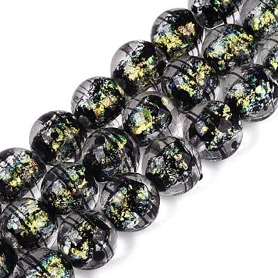 Handmade Foil Glass Lampwork Beads Strands FOIL-Q002-09C-1
