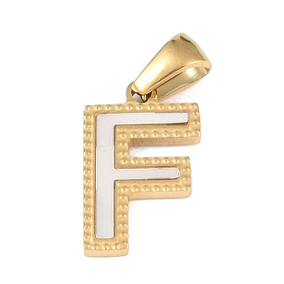 Natural White Shell Alphabet Pendants STAS-M338-02G-F-1
