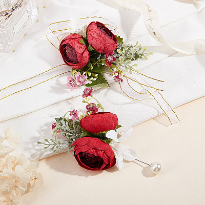 1Pc Rose Flower Cloth Lapel Pin AJEW-CP0001-80B-1