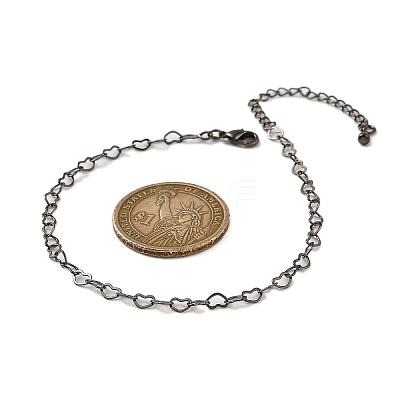 Brass Heart Link Bracelets for Women BJEW-G735-07B-1