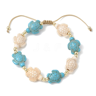 Adjustable Synthetic Turquoise & Non-magnetic Hematite Braided Bead Bracelets BJEW-JB13730-02-1