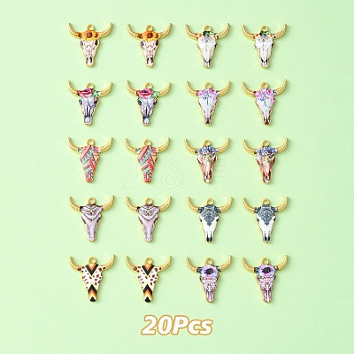 20Pcs 10 Styles Printed Alloy Pendants ENAM-YW0003-86-1