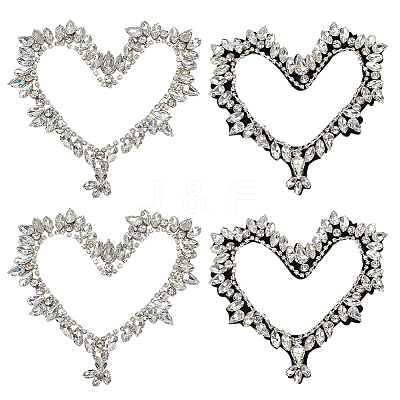 4Pcs 2 Styles Glass Rhinestone Iron on/Sew on Patches PATC-FG0002-71-1