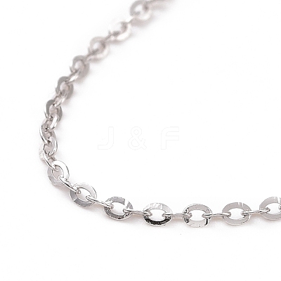 Anti-Tarnish Rhodium Plated 925 Sterling Silver Cable Chains Necklace for Women STER-I021-08A-P-1