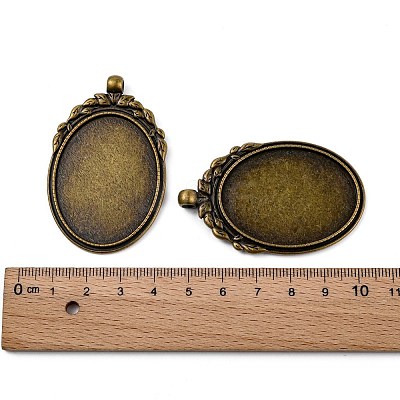 Tibetan Style Alloy Pendant Cabochon Bezel Settings TIBEP-M018-62AB-NF-1