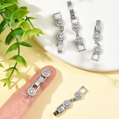 SHEGRACE Brass Micro Pave Clear Cubic Zirconia Fold Oval Clasps XGRQ5S551-845-P-1