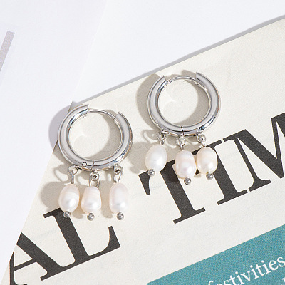 Fashionable 304 Stainless Steel Rice Chandelier Earrings HF3347-2-1