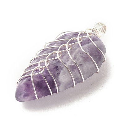 Natural Gemstone Pendants PALLOY-JF01384-1