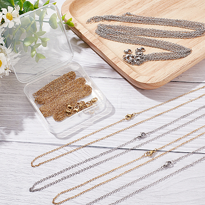 20Pcs 2 Style 304 Stainless Steel Cable Chains Necklaces Set for Men Women NJEW-NB0001-05-1