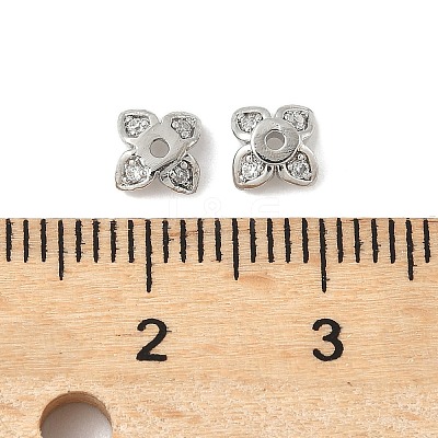 Brass Micro Pave Clear Cubic Zirconia Bead Caps KK-V015-05P-1