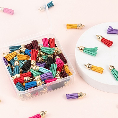100Pcs 10 Colors Faux Suede Tassel Pendant Decorations FIND-LS0001-06LG-1