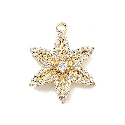 Brass Pave Clear Cubic Zirconia Pendants KK-Z061-09G-02-1