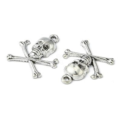Antique Silver Tibetan Style Pirate Style Skull Pendant X-LF10441Y-1