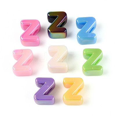 UV Plating Opaque Acrylic European Beads OACR-M027-03Z-1