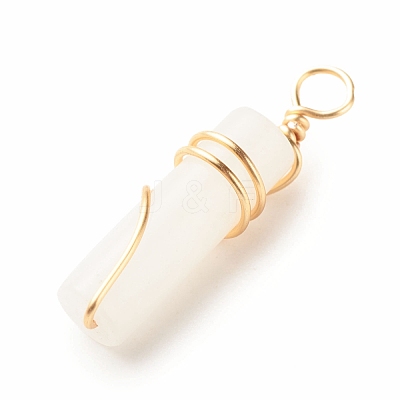 Natural White Jade Pendants PALLOY-JF01453-07-1